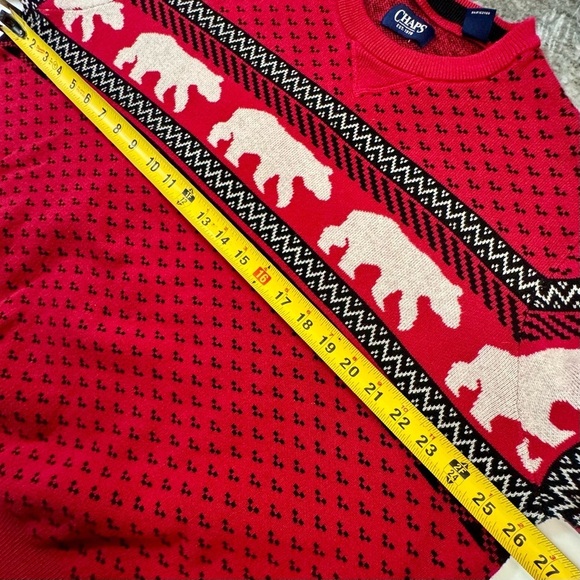 Chaps EUC Sweater Mens XX-Large Red Fair Isle Polar Bears Crew Neck Pullover - Picture 13 of 13